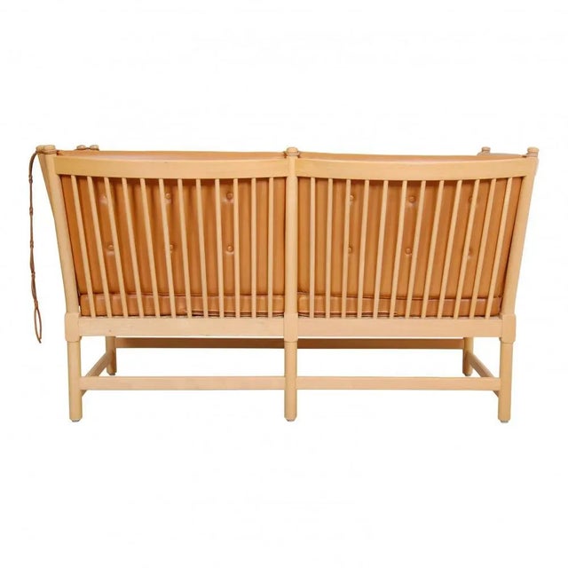 Spoke-Back Sofa in Cognac Aniline Leather by Børge Mogensen for Fritz Hansen For Sale - Image 5 of 8