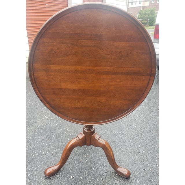 Mid-Century Cherry Tripod Flip-Top Bird Cage Spinning Center Table For Sale - Image 4 of 8