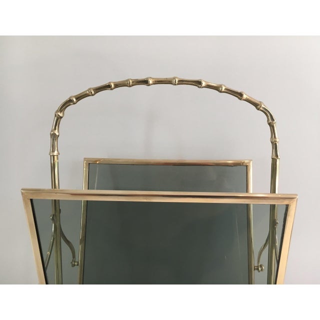 Metal Faux Bamboo and Bronze Magazine Rack by Maison Baguès For Sale - Image 7 of 12