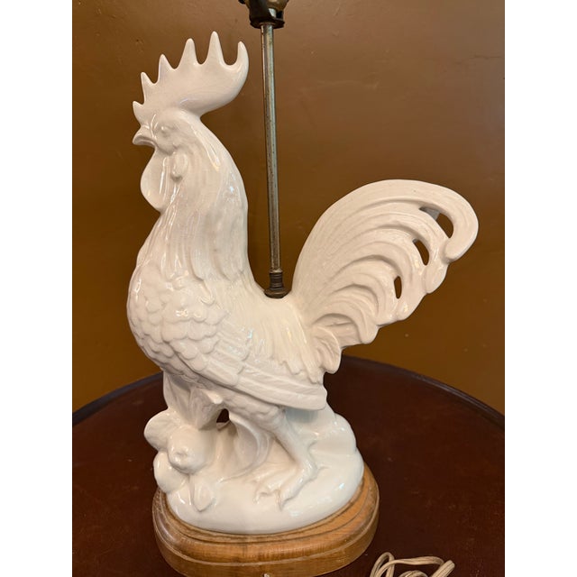French Vintage Mid-Century French Porcelain Rooster Table Lamp For Sale - Image 3 of 15