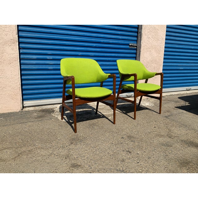 1960s Danish Modern Ingmar Style Lounge Chairs- Pair For Sale - Image 5 of 7