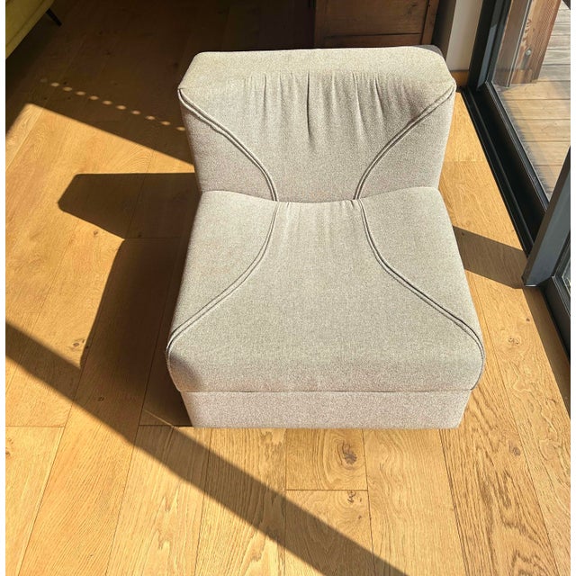 1970s Vintage Modular Armchairs and Coffee Table in Beige and Brown Wool, Germany, 1970s, Set of 6 For Sale - Image 5 of 18