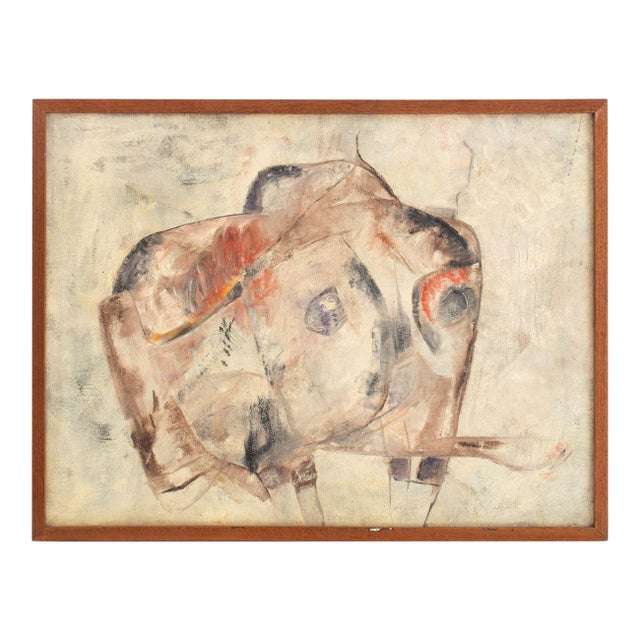 Jean Hebbeln Abstract Composition Oil on Canvas For Sale