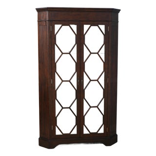 Theodore Alexander Mahogany 2 Door Corner Cabinet For Sale