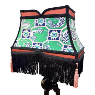 Eclectic Vintage Refinished 1960's Tiger Lampshade Bohemian Regency For Sale