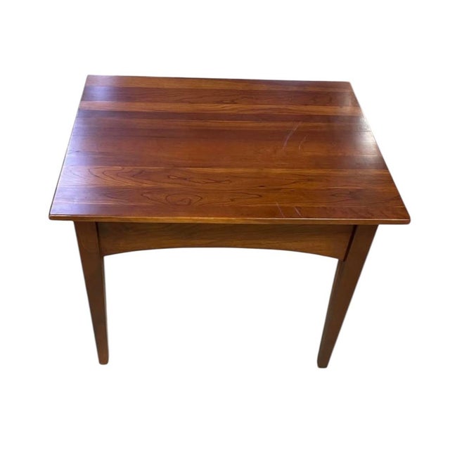 Late 20th Century Vintage Ethan Allen Cherry Wood Rectangle Side Table — Handsome Accent With Drawer For Sale - Image 5 of 9