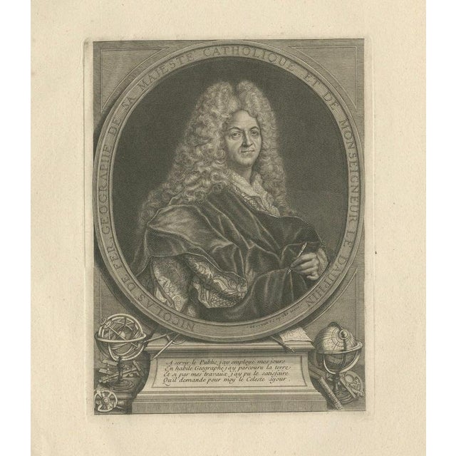 Royal French Cartographer Portrait Engraving, 1743 For Sale - Image 9 of 9
