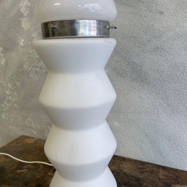 Space Age Murano and Opal Glass Table Lamp attributed to Mazzega, 1980s For Sale - Image 15 of 18