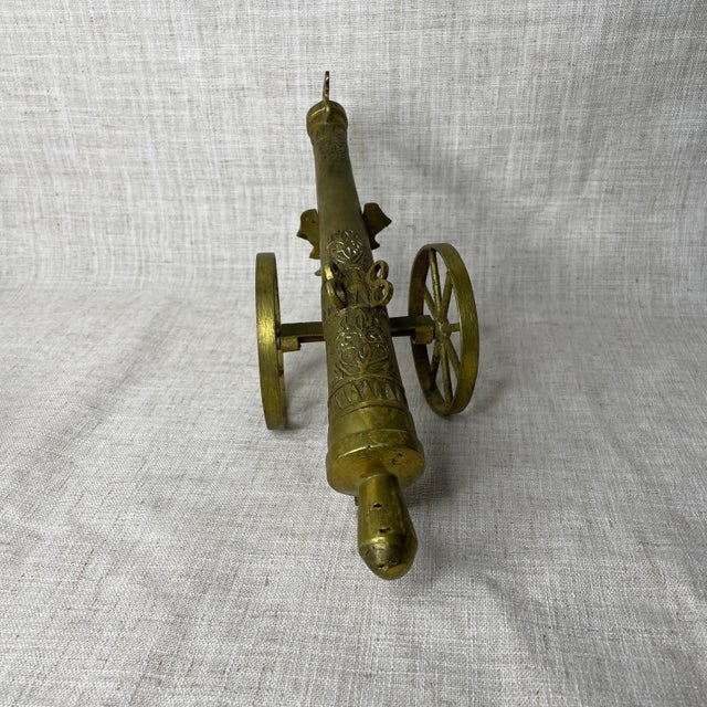 Early 20th Century Vintage Brass Table Top Cannon For Sale - Image 5 of 6