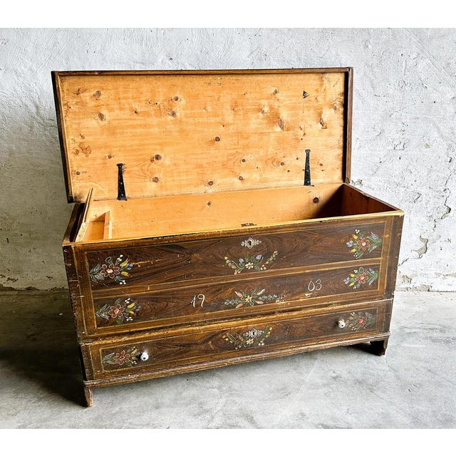 Antique French Wedding Chest, 1903 For Sale - Image 13 of 15
