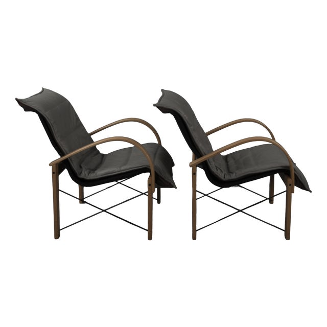 Leather Armchair by Tord Björklund for Ikea, 1980s For Sale