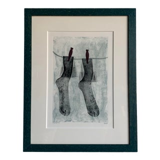 1990s "Socks on the Line" Abstract Lithograph, Framed For Sale