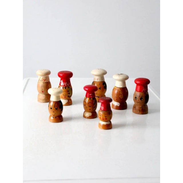 Mid-Century Modern Mid-Century Wooden Salt & Pepper Shakers - 8 Piece For Sale - Image 3 of 13