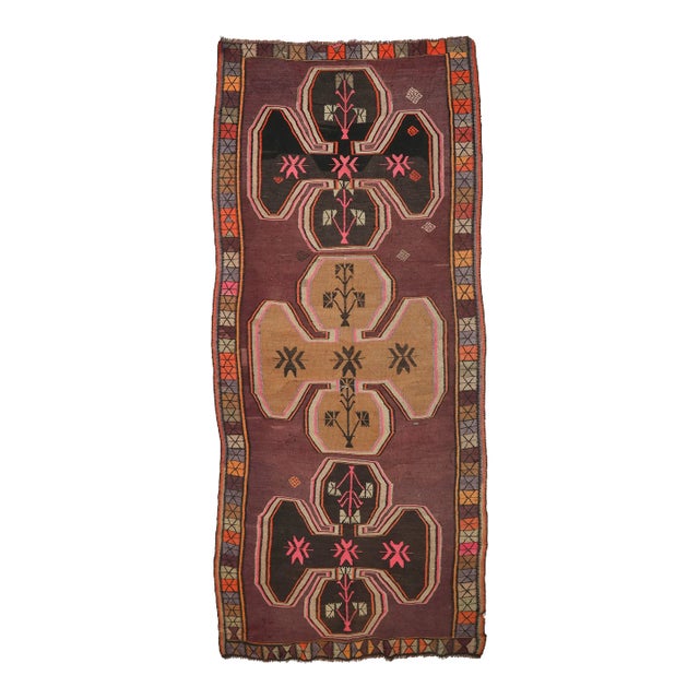 Mid 20th Century Vintage Turkish Kars Kilim Rug For Sale