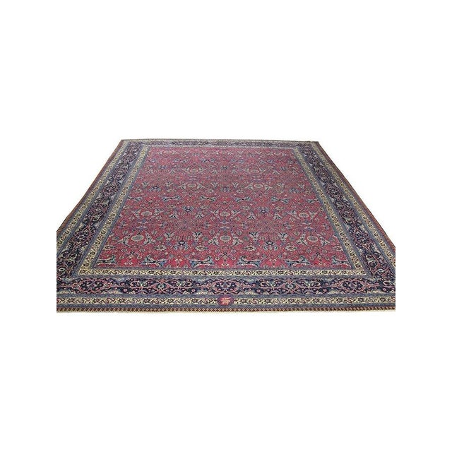 Old Persian Tabriz rug: Crafted in Tabriz, it boasts intricate motifs, rich colors, and timeless elegance, embodying...