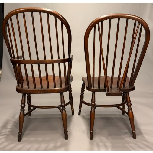 Coffee Custom English Windsor Dining Chairs, Oak & Ash, Set of 8 (6 Side + 2 Arm), Handmade C. 1995 For Sale - Image 8 of 10
