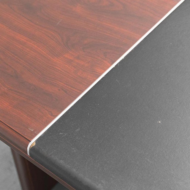 Wooden and Eco-Leather Desk Table, 1970s For Sale - Image 9 of 11