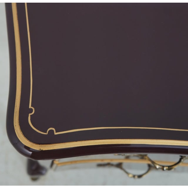 Paint Century Chinoiserie Decorated Burgundy Lacquer Commode For Sale - Image 7 of 18