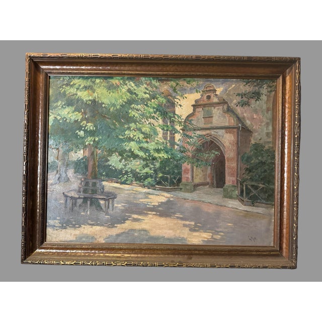 Early 20th Century Antique Impressionistic Landscape Oil Painting Countryside Chapel Signed G. Heil, Framed For Sale - Image 10 of 10
