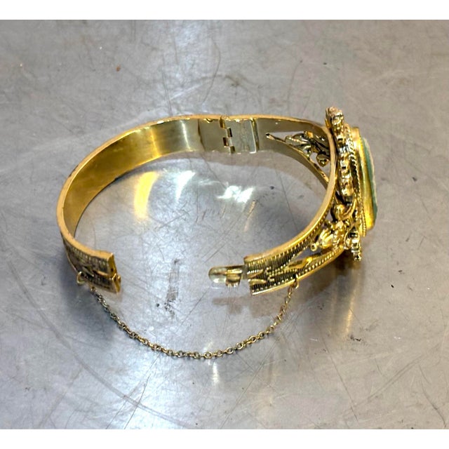 Whiting & Davis Whiting & Davis Gold Tone Cameo Bangle Bracelet For Sale - Image 4 of 5