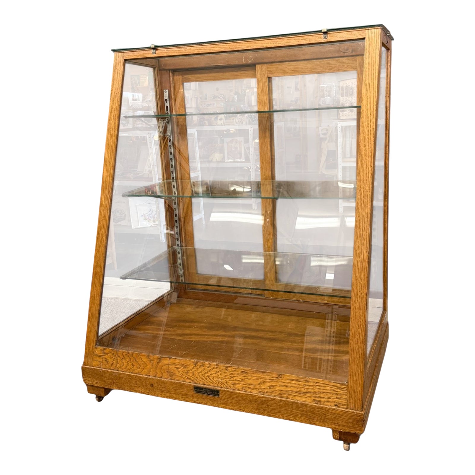 Antique Retail Oak Display Cabinet From Wells Butchers' Supply Co