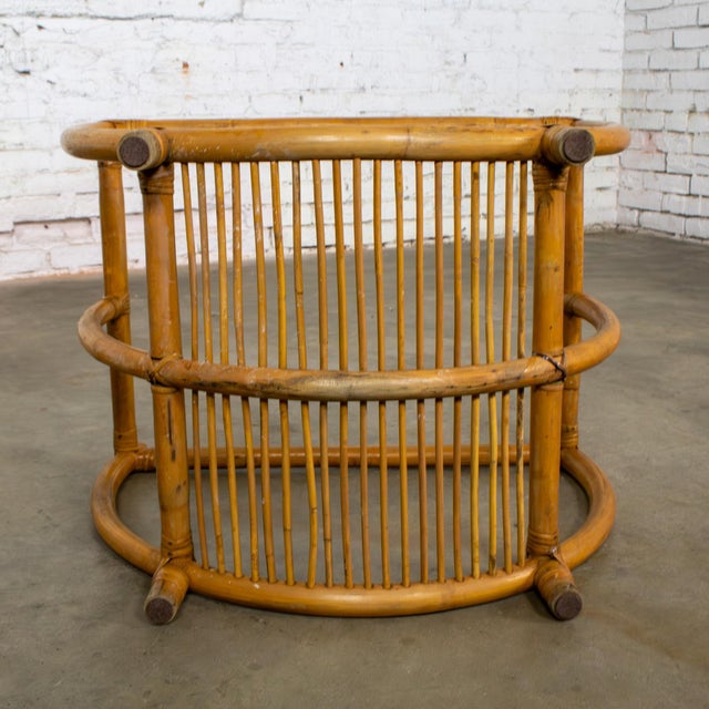 Mid-20th Century MCM Coastal Style Side or End Table With Bent Rattan Base and Rectangle Glass Top For Sale - Image 14 of 18