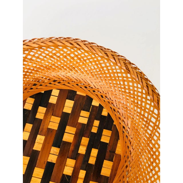 Boho Chic Vintage Circular Wicker Tray For Sale - Image 3 of 6