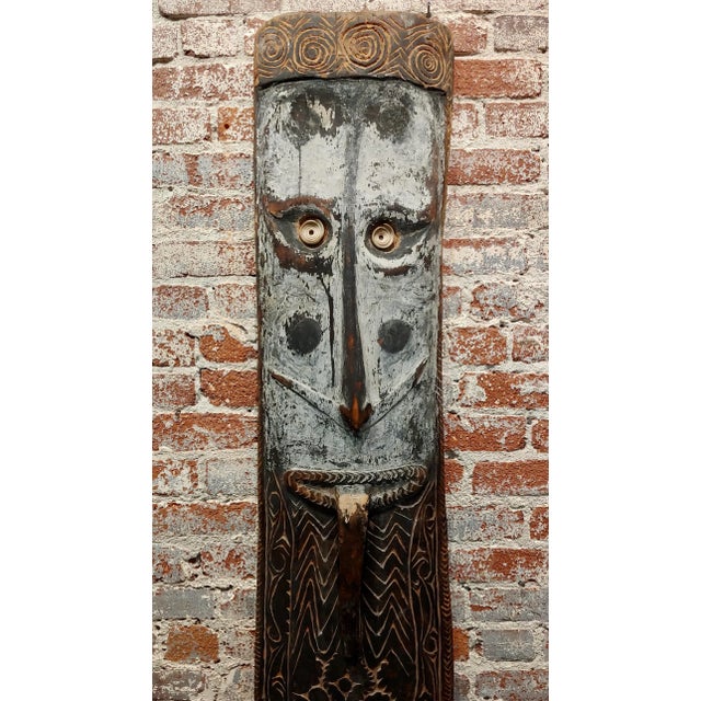 Tribal 19th Century Antique Oceanic Tribal Mask W/Long Nose & Tongue For Sale - Image 3 of 11