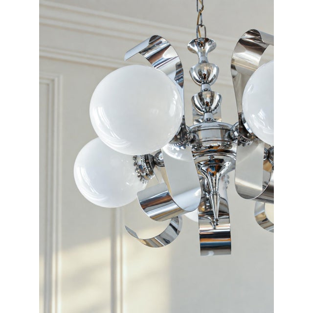 Vintage Space Age Chrome Ribbon Chandelier, 1970s For Sale - Image 6 of 11