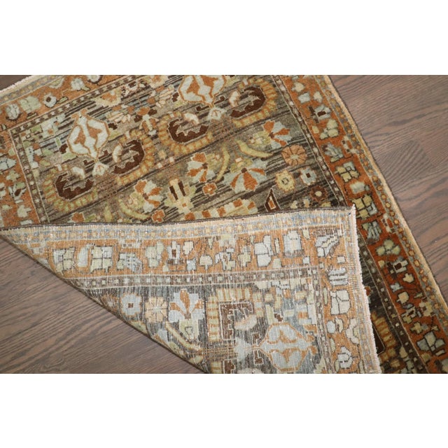 Persian Brown Persian Sarouk Mini Rug no. j4154 For Sale - Image 3 of 4