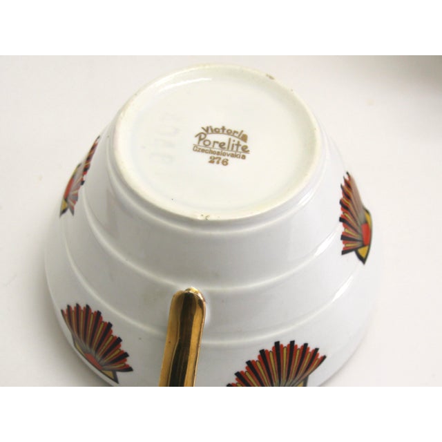 Vintage Art Deco Porcelain Tea/Coffee Set from Victoria Porelite, Czechoslovakia, Set of 23 For Sale - Image 4 of 10