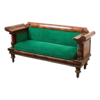 Antique Empire Style Walnut Swan Grecian Sofa For Sale