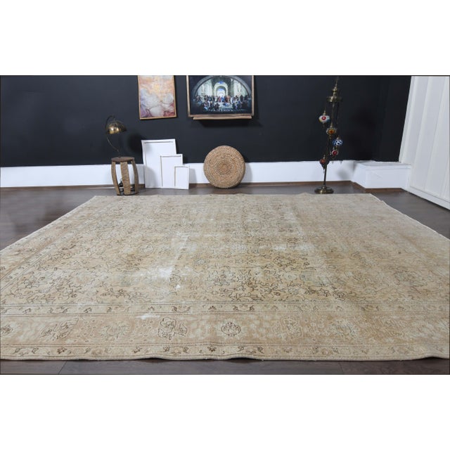 1970s Vintage Persian Handmade Wool Cotton Orange Area Rug For Sale - Image 11 of 11