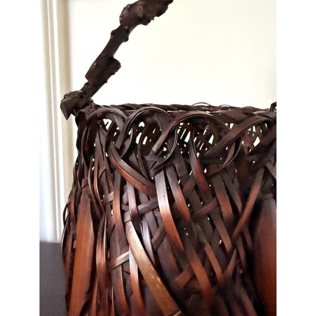 Antique Japanese Bamboo Basket Ikebana Mingei Style For Sale - Image 9 of 18