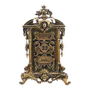 19th Century English Baroque Revival Brass Perpetual Desk Calendar