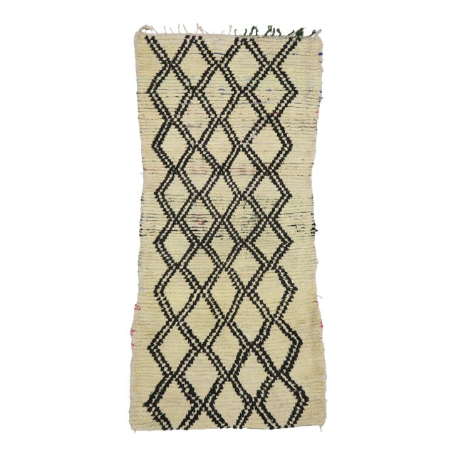 Vintage Berber Moroccan Azilal Rug - 03'10 X 07'11 For Sale