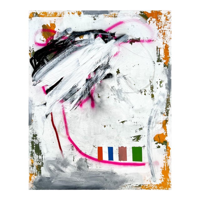 Contemporary Abstract Oil and Acrylic on Canvas "Paranormal Janitor" by Tommaso Fattovich For Sale