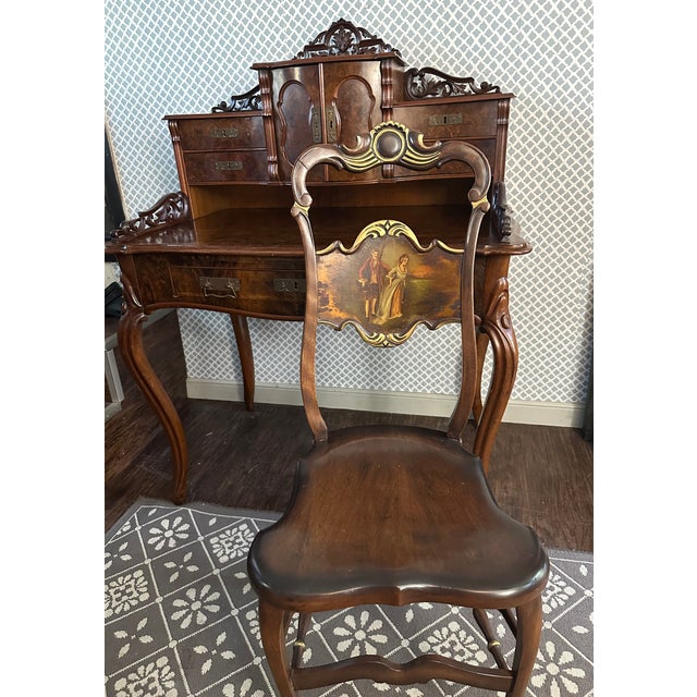Antique 19th Century Ladies Writing Desk With Matching Hand Painted Chair For Sale In Philadelphia - Image 6 of 7