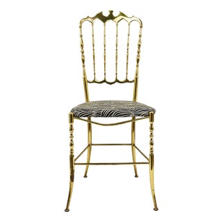 Mid-Century Chiavari Brass Chair attributed to Giuseppe Gaetano Descalzi, Italy, 1950s For Sale