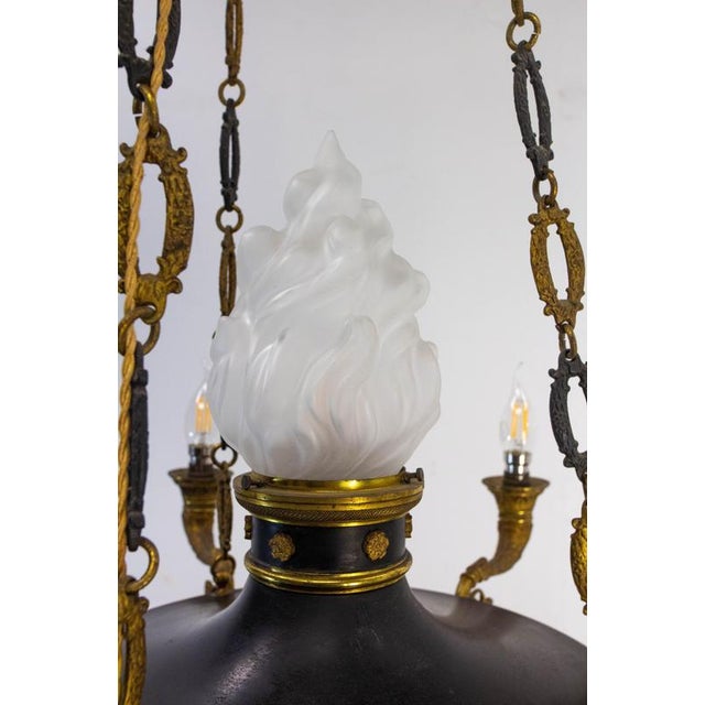 French Empire Style Lustre Bronze and Glass Chandelier, 1890 For Sale - Image 12 of 17