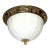 Mid 20th Century Restored Traditional 18 In. White Glass Dome Brass Flush Mount Light For Sale