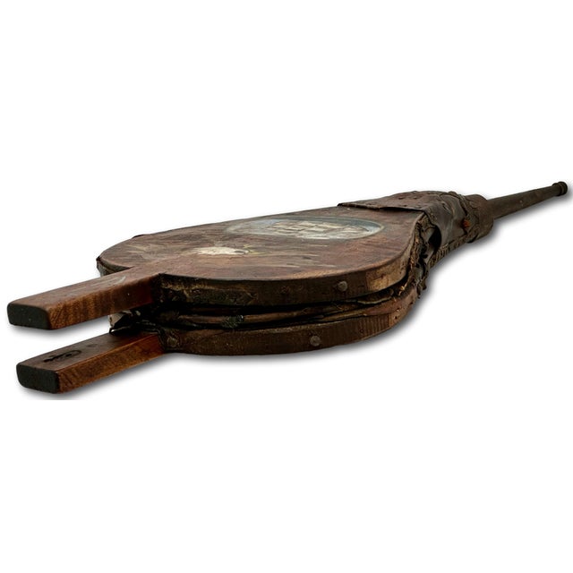 Wood Unusual Antique American Rustic Hand Made & Hand Painted Decorated Shipboard Blacksmith Belllows - Circa Mid 1800s For Sale - Image 7 of 18