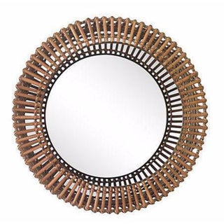 Rattan Albini-Style Round Mirror For Sale