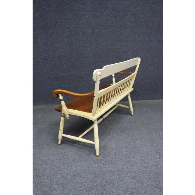 Wood Hitchcock Style Painted Maple Bench With Floral Decoration For Sale - Image 7 of 11