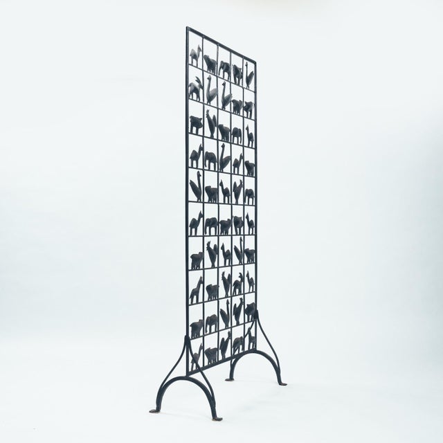 Mid-Century Modern Wrought Iron Room Divider with Animal Motifs by Jean Touret, 1950s For Sale - Image 3 of 12