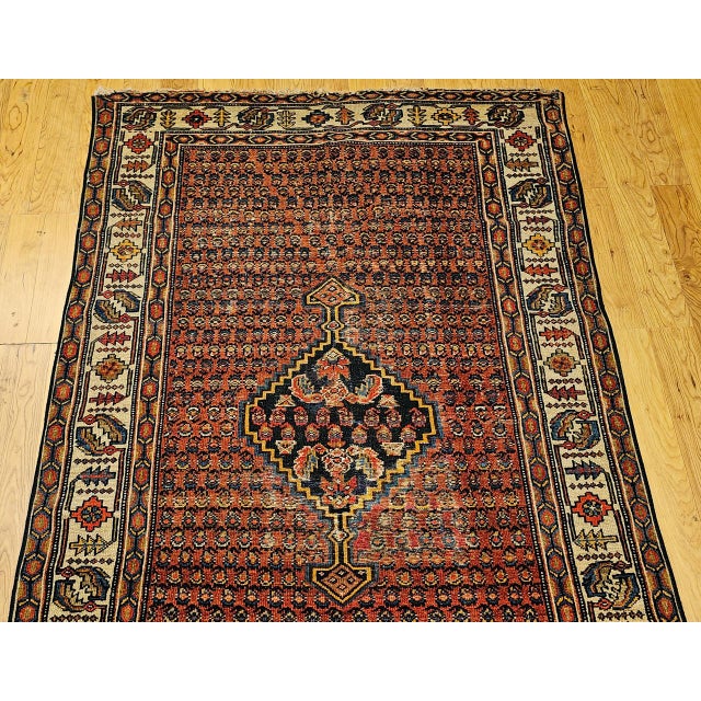 Antique Persian Malayer Rug, Hand-Knotted Wool, Paisley Pattern, 4x6, Brick Red & Ivory For Sale - Image 10 of 17