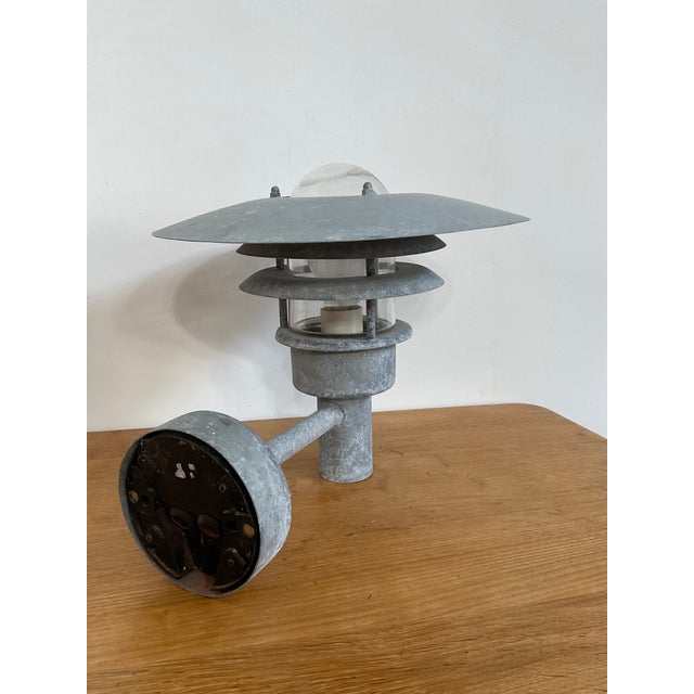 Late 20th Century Nordlux 'Pheonix' Galvanized Steel Outdoor Sconce With Glass Shade For Sale In Raleigh - Image 6 of 8