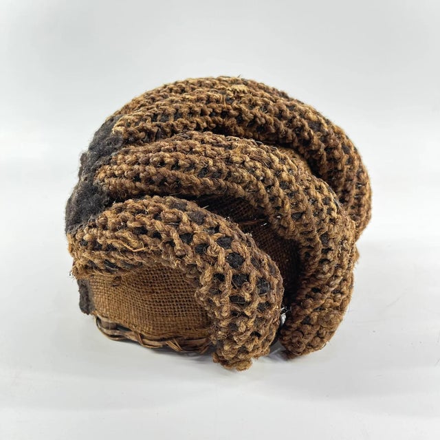 Early 20th Century Bamileke Woven Hat with Hair Cameroon For Sale - Image 9 of 10