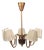 1950s Swedish Modern, Five Arm Chandelier, Patinated Brass For Sale