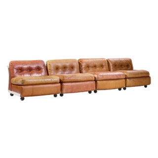 Mario Bellini for B&b Italia Amanta Mid Century Leather and Fiberglass Sectional Sofa For Sale